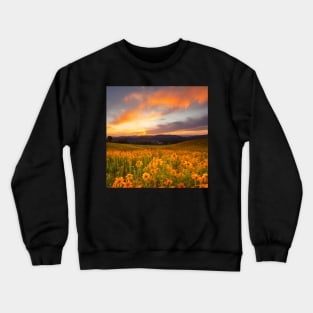 Beautiful landscap flowers and sunset Crewneck Sweatshirt